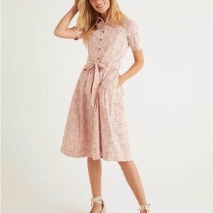 Boden Anastasia Shirt Dress in Milkshake Lunettes Pink Button-Up Petite 4 $128